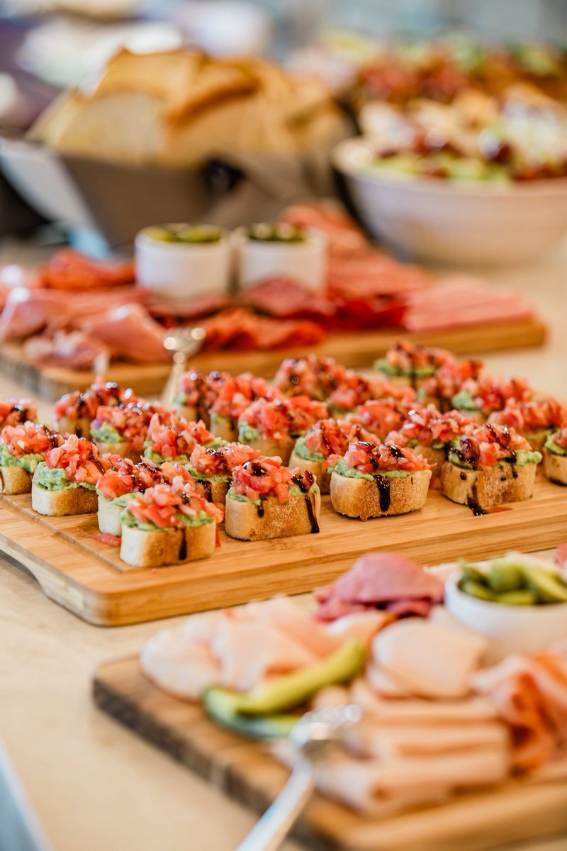 Artisan bruschetta crostini and charcuterie board